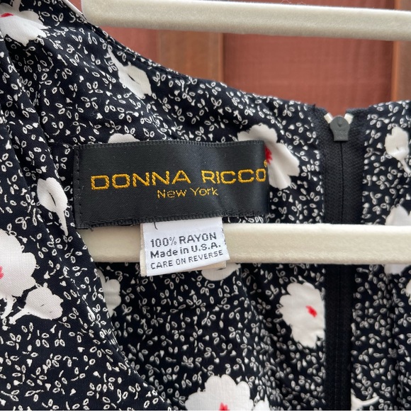 Vintage Donna Ricco Black & White Floral Romper Jumpsuit Dress Small Women - Picture 5 of 14